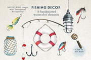 Gone Fishing Watercolor Clipart Set, an Animal Illustration by STUDIO CABINET (Thumbnail 3 of 5)