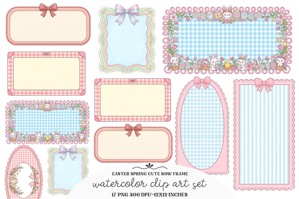 Easter Spring Cute Bow Frame Bundle, an Illustration by GatewayDesign (Photo 1 of 4)