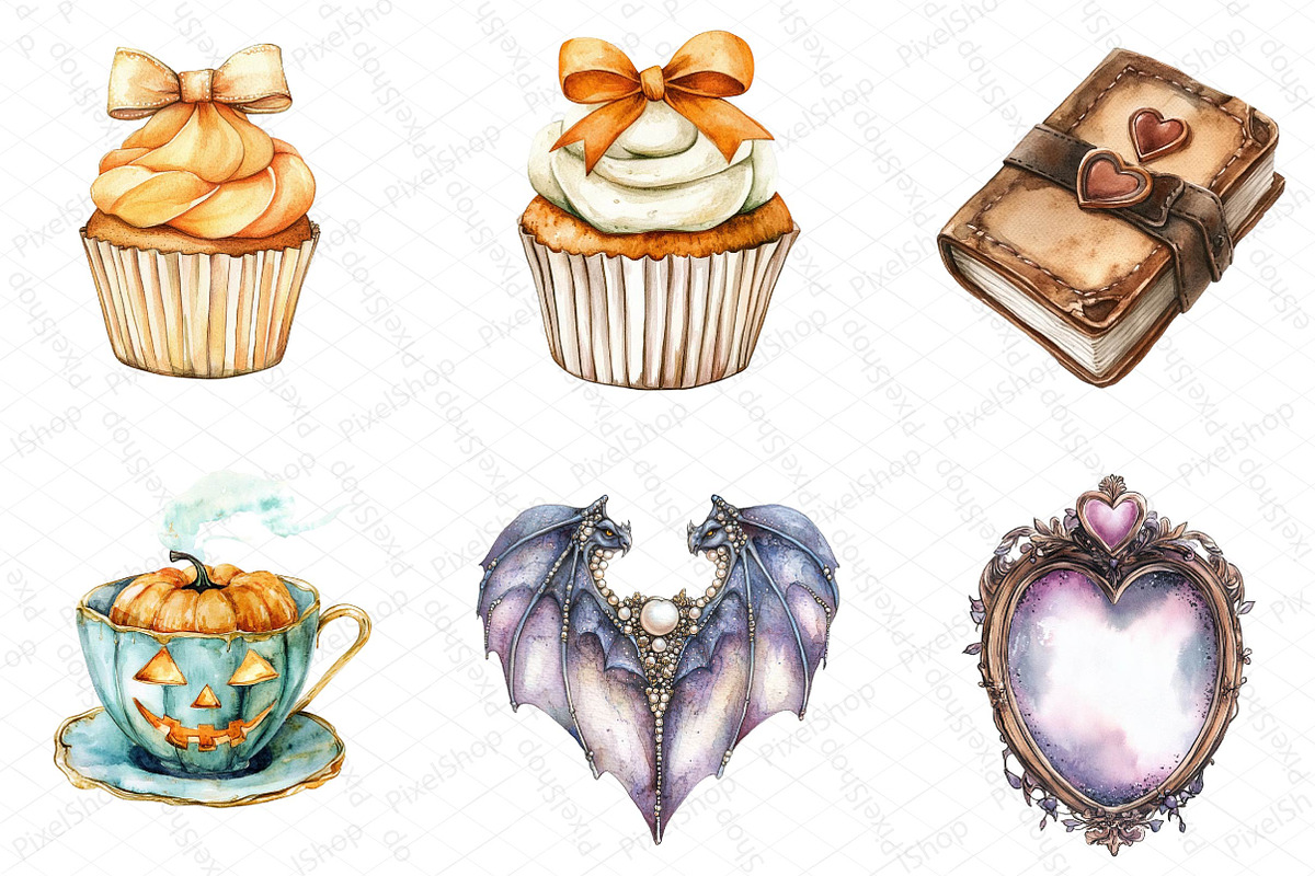 Sepia Coquette Halloween Clipart, an Illustration by DreamPrint404 (Photo 5 of 5)