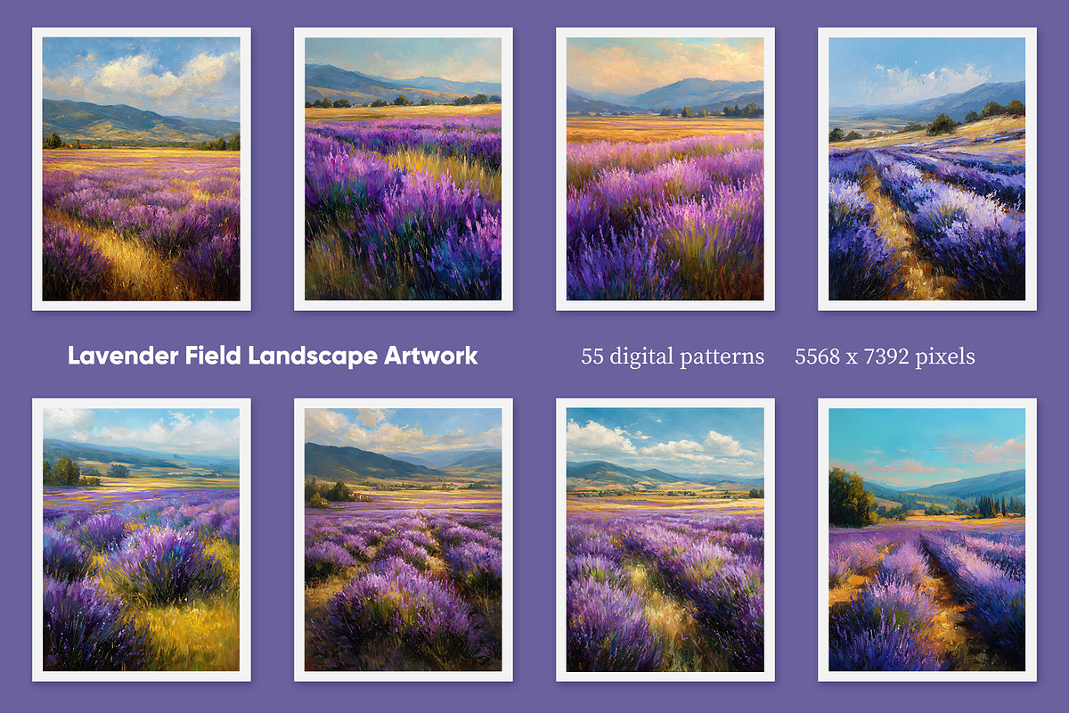 Lavender Field Landscape Artwork, a Decorative Illustration by Housui Patterns (Photo 3 of 12)