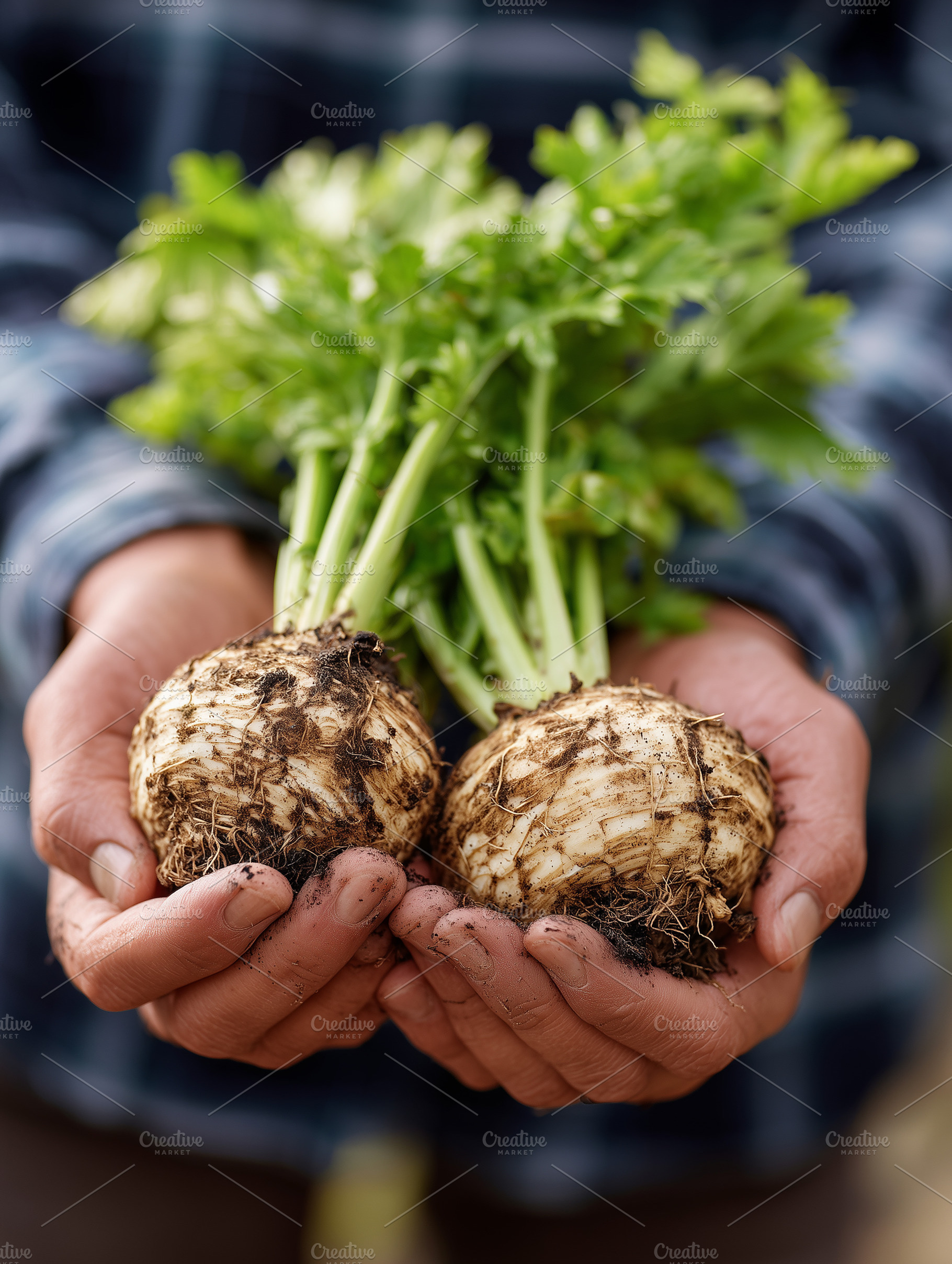 Fresh organic celeriac with leaves, a Food & Drink Photo by MistyDay