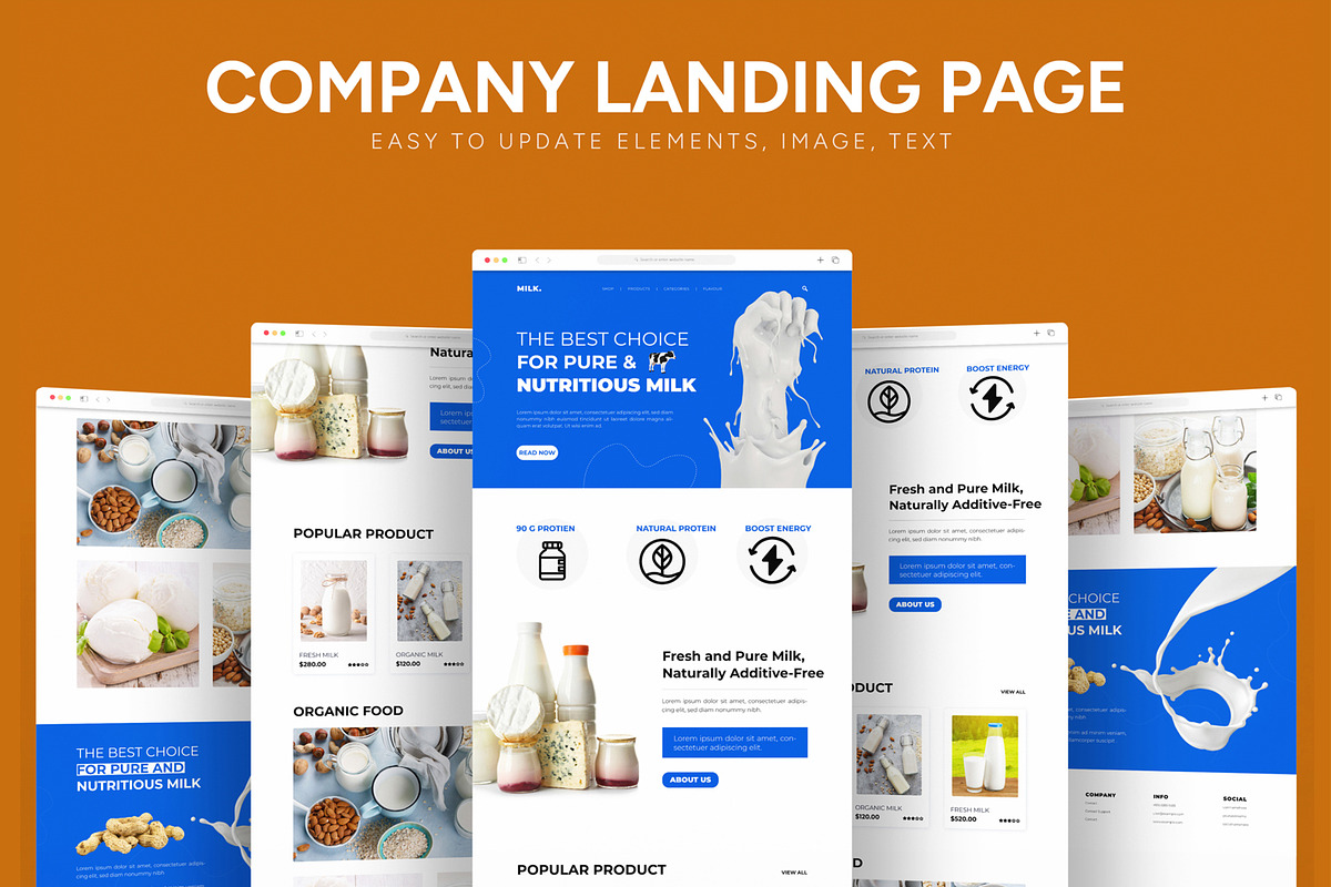 Milk Product Landing Page, an UI Kit Template by CreativeShaper (Photo 1 of 6)