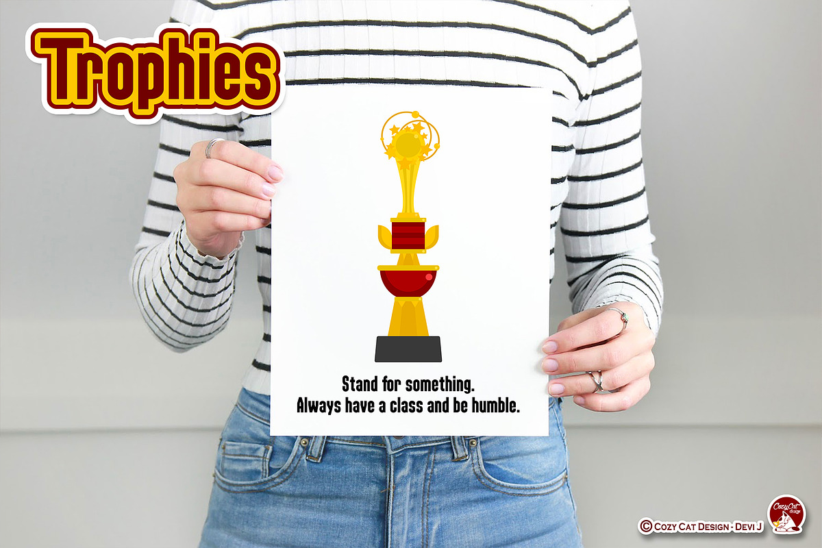 Trophies Digital Clipart, an Object Graphic by Cozy Cat Design (Photo 3 of 3)