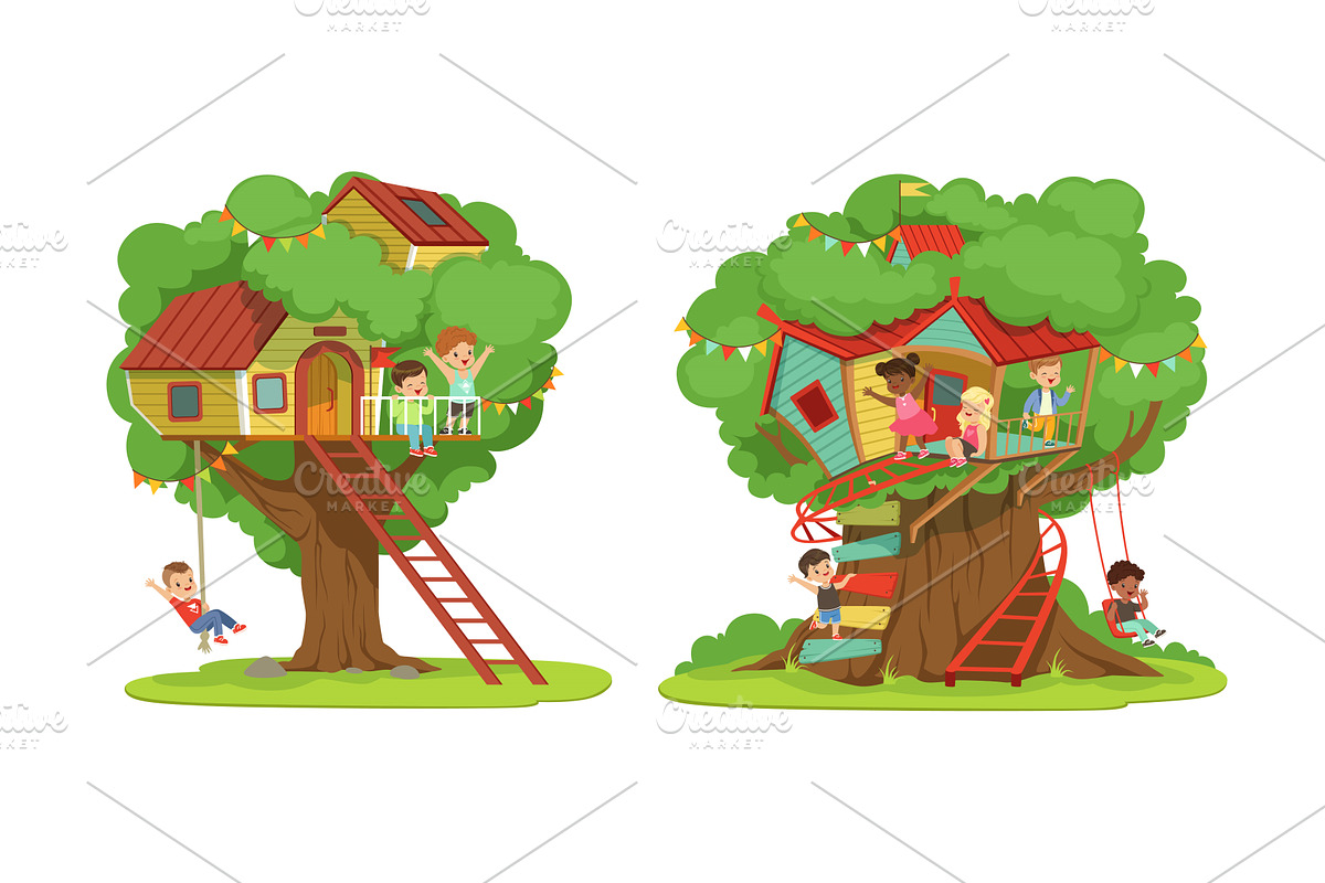 Tree House for Kids Collection, an Illustration by TopVectors