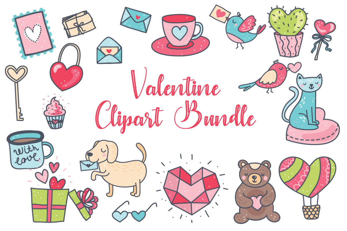 Valentine Clipart Bundle, a Decorative Illustration by martynmarin (Photo 1 of 4)