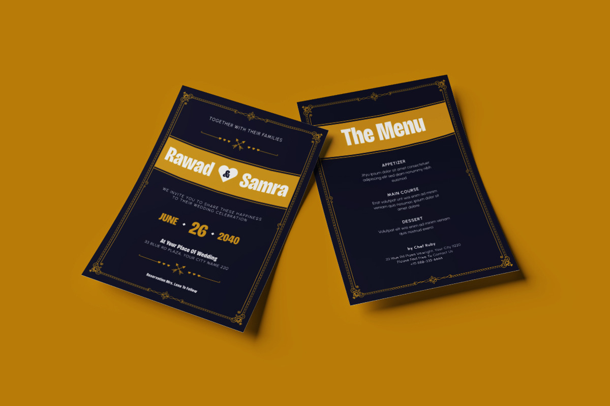 Elegant Art Deco Wedding Invitation, a Flyer Template by dokudokunomi (Photo 2 of 4)