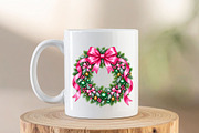 Pink Coquette Christmas Wreath PNG, an Object Graphic by Zahyl Studio (Thumbnail 6 of 7)