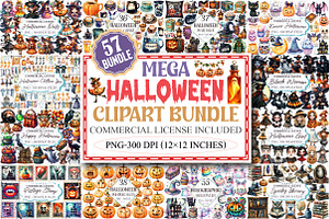 The Mega Halloween Clipart Bundle, an Illustration by designcity5