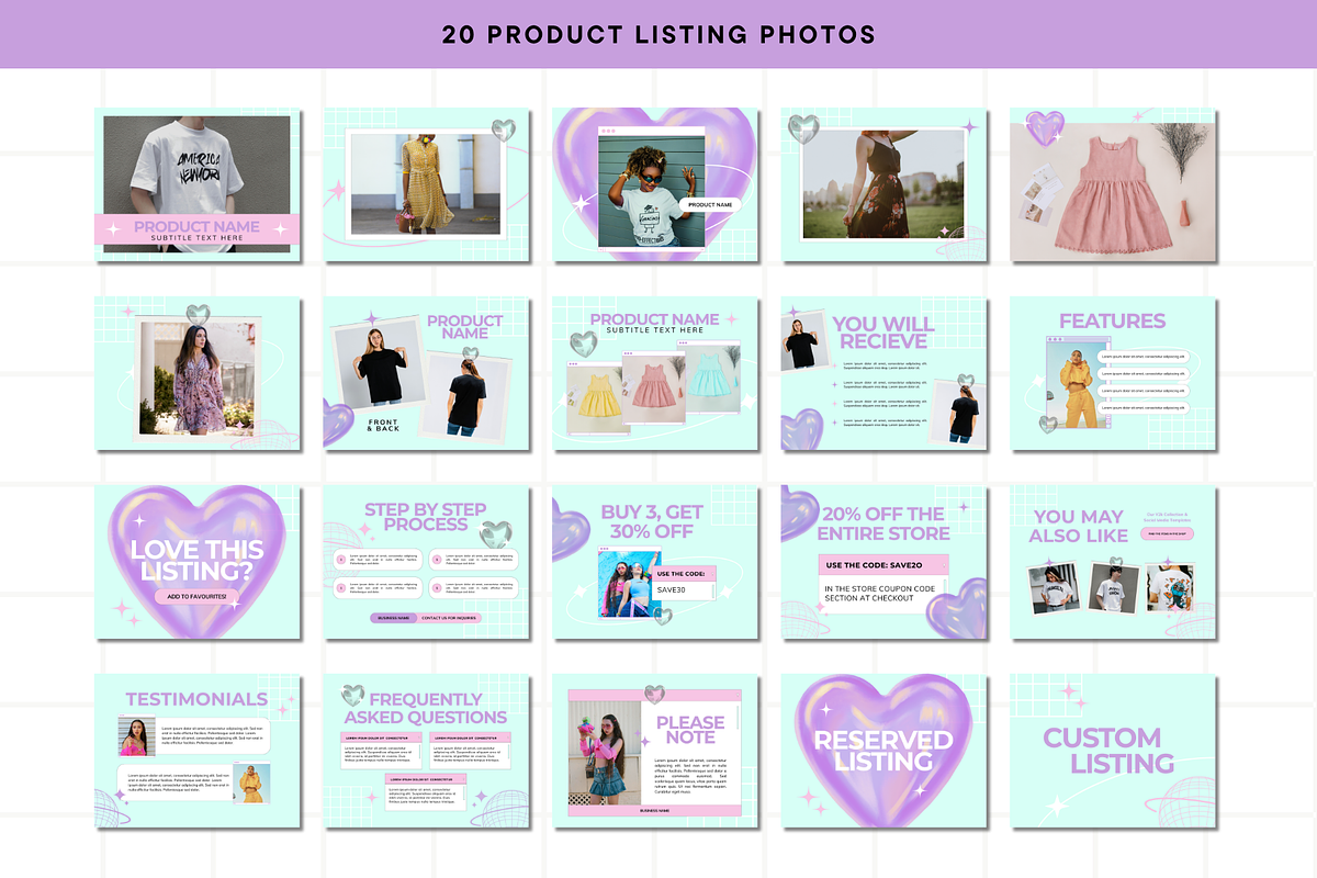Y2k Purple Etsy Shop Kit Template, a Branding & Logo Template by Anna Design Studio (Photo 4 of 8)