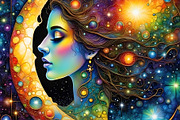 Women in the Moon and Sky, a Person Illustration by Sharon Schwalbe (Thumbnail 3 of 5)