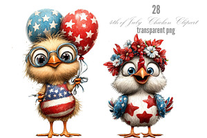 4th of July Chicken Clipart, a Seasonal Illustration by Designking