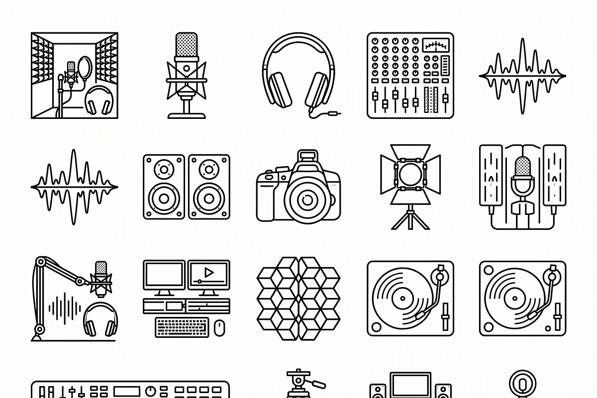 Podcast Streaming Outline Icons, an Outline Icon by adenpinkstore (Photo 3 of 5)