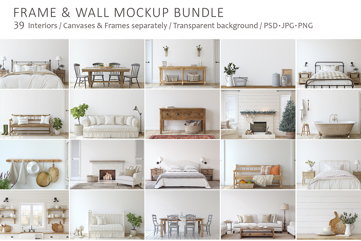 BIG BUNDLE Farmhouse Style, a Poster Template by MyHomeMockups (Photo 1 of 11)