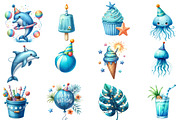 Summer Happy Birthday Clipart, an Illustration by Designworld (Thumbnail 3 of 5)