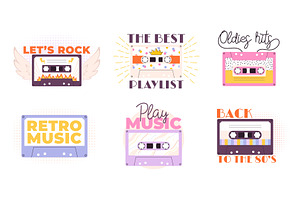 Audio Cassette Music Badges With