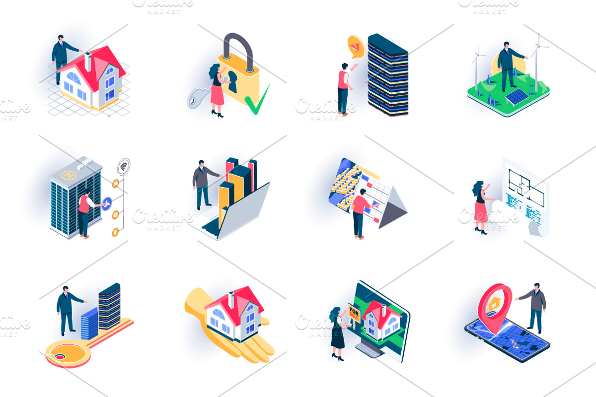 Unique Isometric Icons Pack, an Outline Icon by alexdndz (Photo 9 of 21)