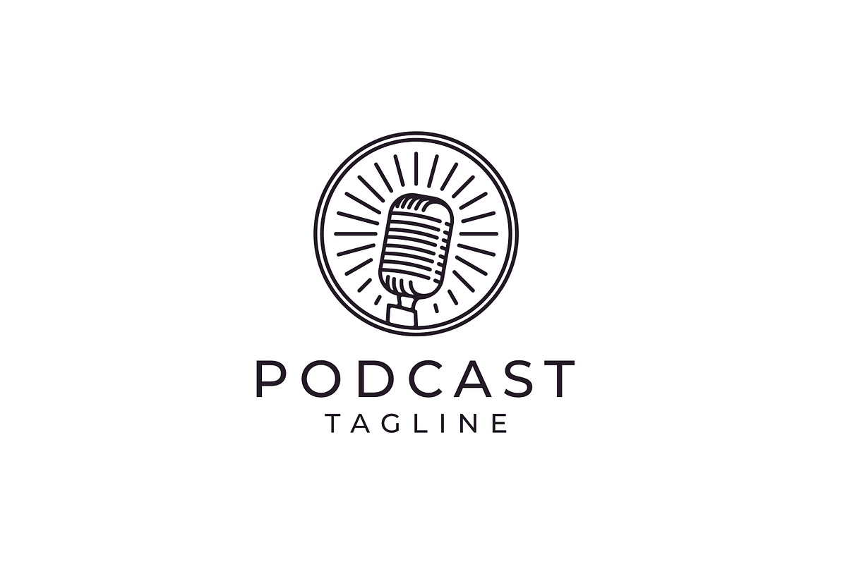 Vintage retro microphone logo design, a Branding & Logo Template by Weasley99Store