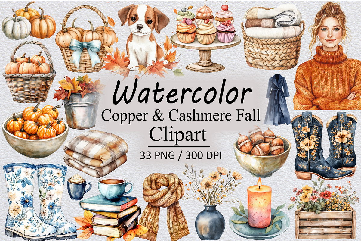 Copper & Cashmere Fall Clipart, an Illustration by Design Market (Photo 1 of 3)