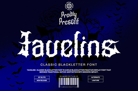 Tavelins - Classic Blackletter Font, a Blackletter Font by Dhabee