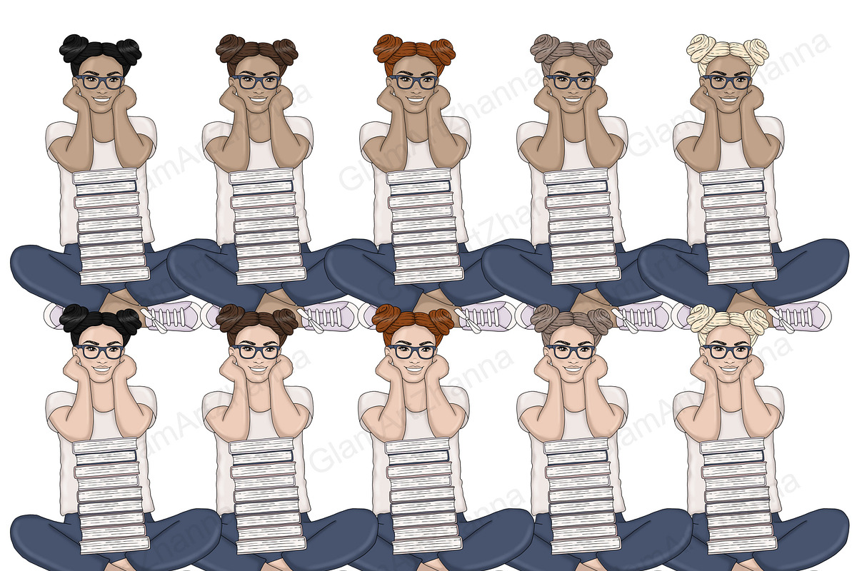 Study Beige Girls Clipart, a Person Illustration by GlamArtZhanna (Photo 2 of 7)