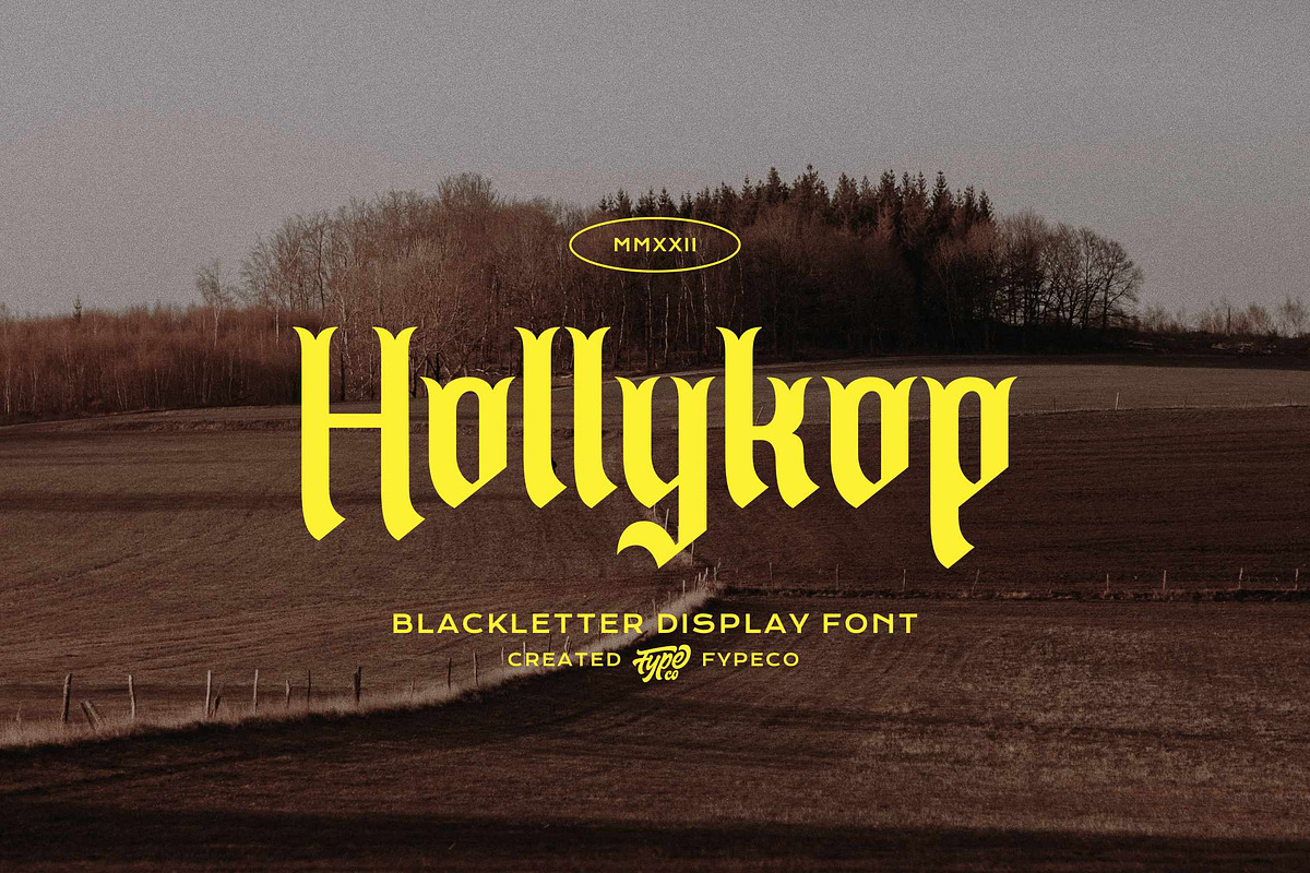 Hollykop-Blackletter Display Font, a Blackletter Font by Fype Co. (Photo 1 of 6)