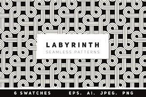 Labyrinth Seamless Patterns Set