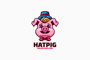 Hatpig Mascot Cartoon Logo, a Branding & Logo Template by Artnivora.Std