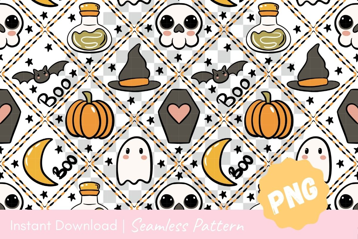 Cute Spooky Vibes Seamless Pattern, a Pattern Graphic by CpSnowy (Photo 2 of 5)