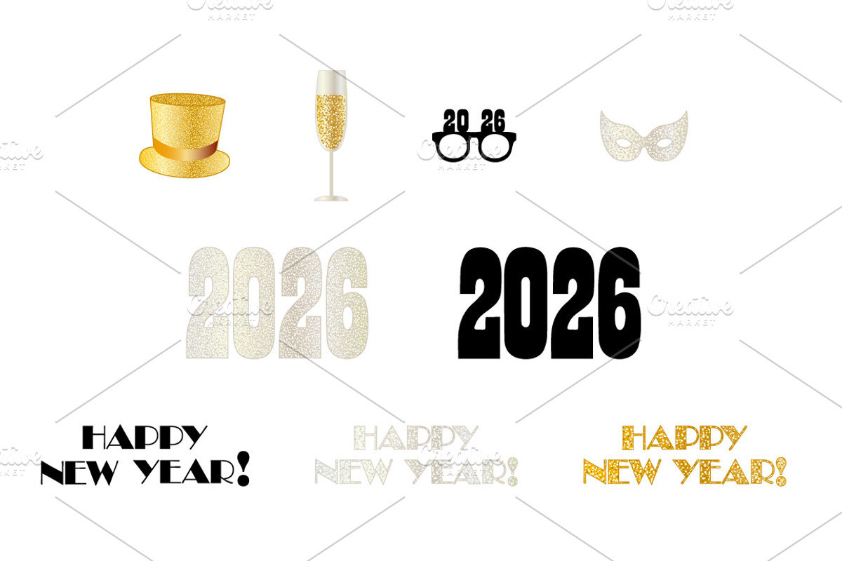 New Year's Eve 2026 Vector Graphics, an Illustration by Melissa Held Designs (Photo 2 of 2)
