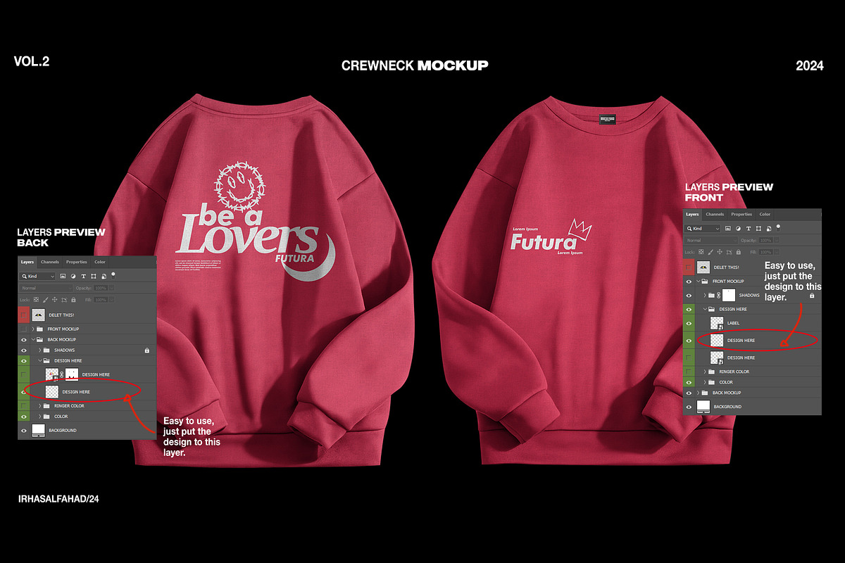 Crewneck Sweatshirt Mockup, a Shirt Mockup by Irhasalfahad (Photo 1 of 3)