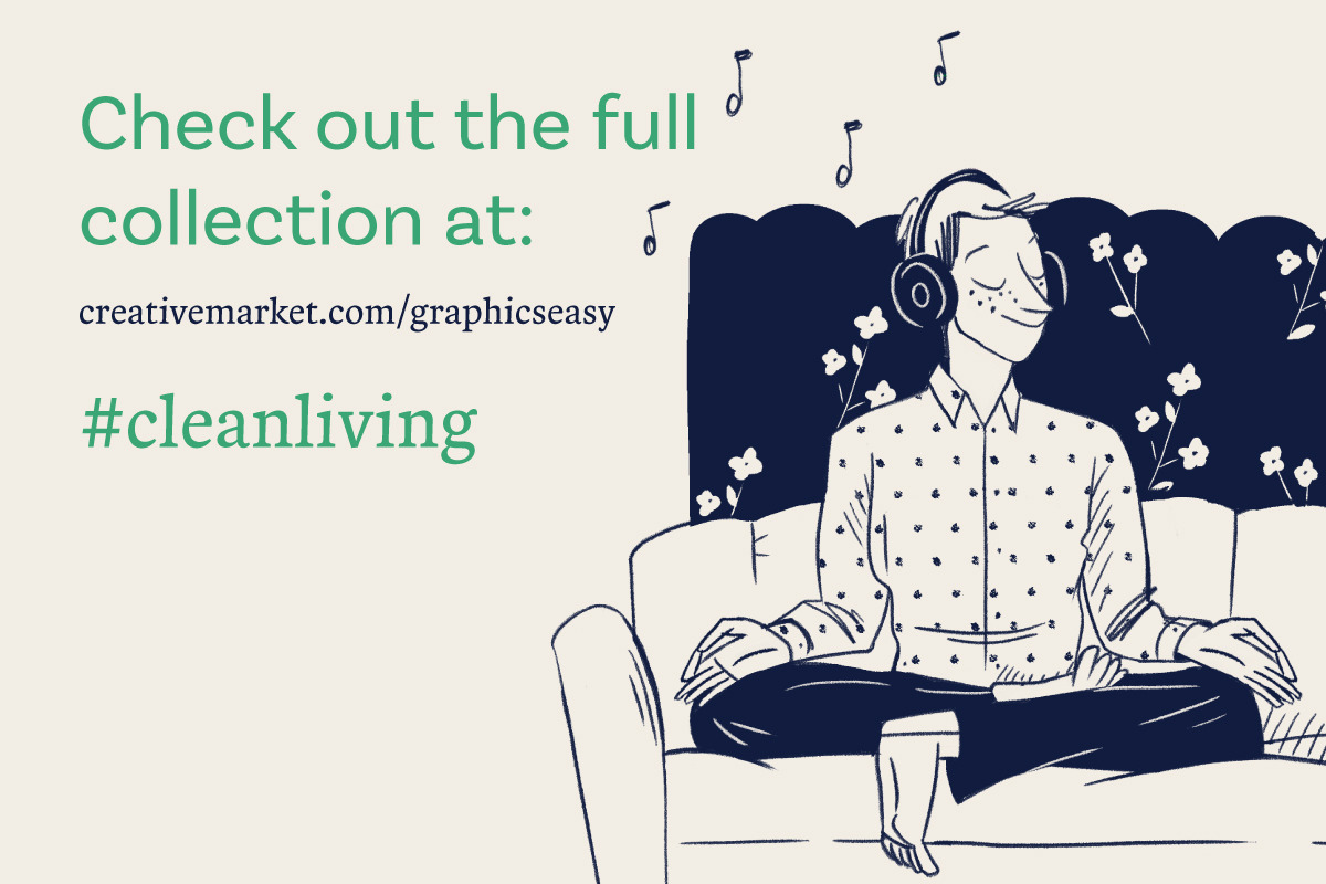 Man listening to music, a Healthcare Illustration by Travel Illustration Shop (Photo 5 of 5)