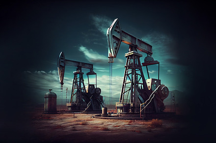 Oil and gas industry. Working oil pump jack on a oil field. Gene, an Industrial Photo by Ales Munt
