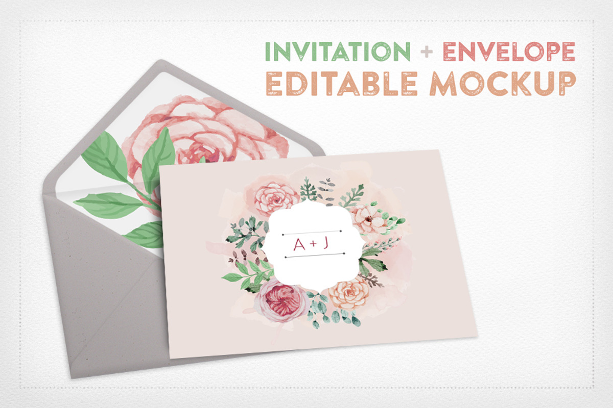 Invitation+Envelope Editable Mockup, a Print Template by Hype Your Prints (Photo 1 of 4)