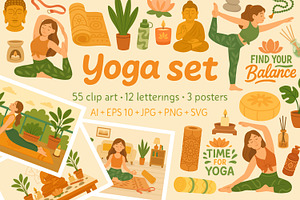 Yoga Set, a Healthcare Illustration by ananastya