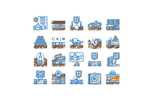 Pipeline Construction set Icons hand, an Object Illustration by pikepicture
