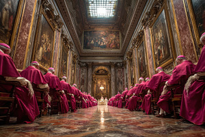 Cardinals in a grand church religiou, a Photo by Pixeness Studio