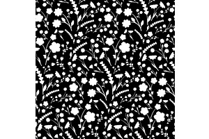 White floral seamless pattern on, an Illustration by okskukuruza