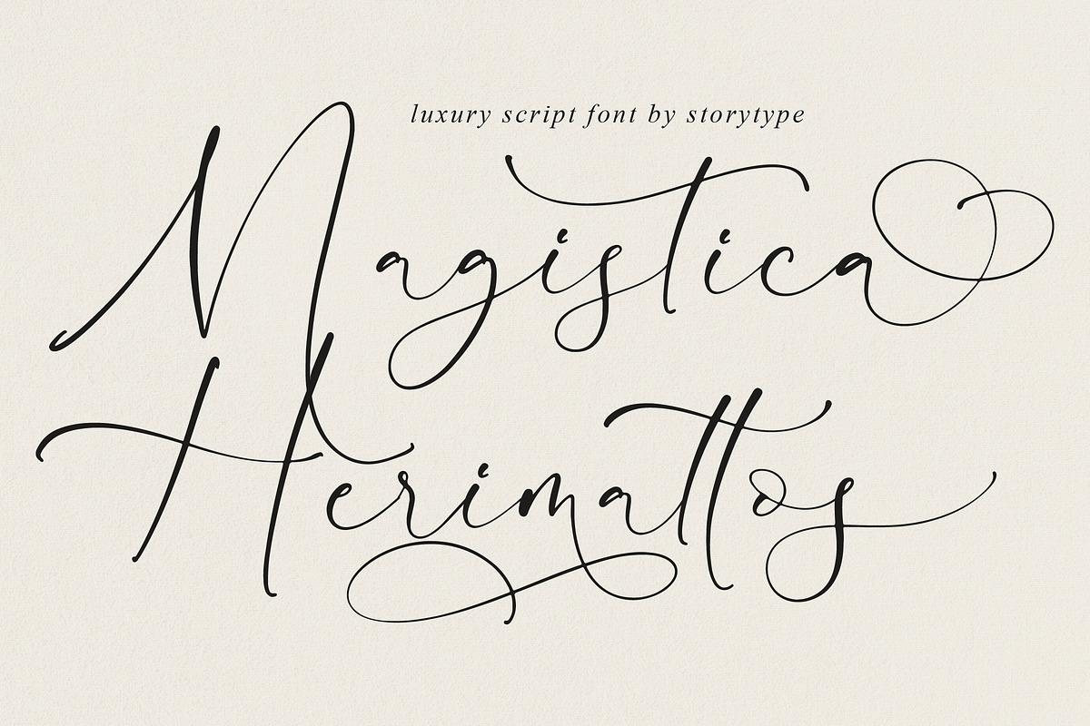 Magistica Herimattos Luxury Script, a Script Font by Storytype Studio (Photo 1 of 15)