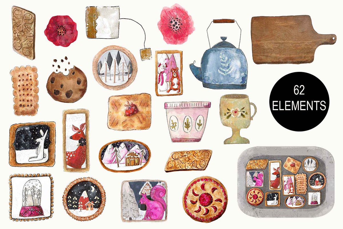 Homemade Cookies Watercolor, a Food Illustration by Bridgett Stahlman Design (Photo 2 of 8)