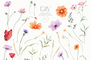 Watercolor wildflower clipart bundle, an Illustration by CarmineType (Thumbnail 12 of 13)