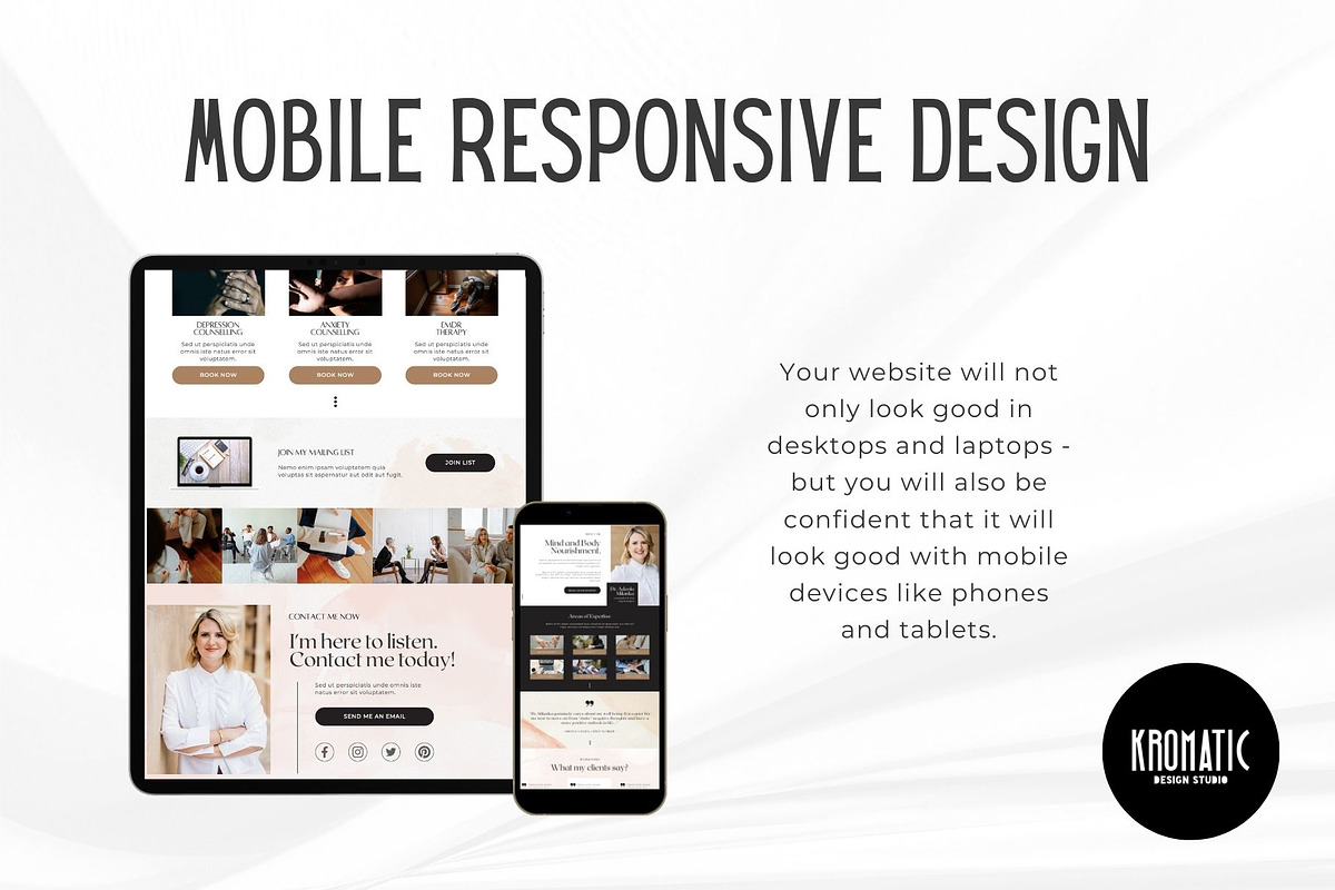 Therapist Canva Website Template, a Landing Page Template by Kromatic Design Studio (Photo 6 of 8)