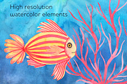 Fish watercolor clipart Ocean png, an Animal Illustration by AnastasiaWatercolor (Thumbnail 7 of 7)