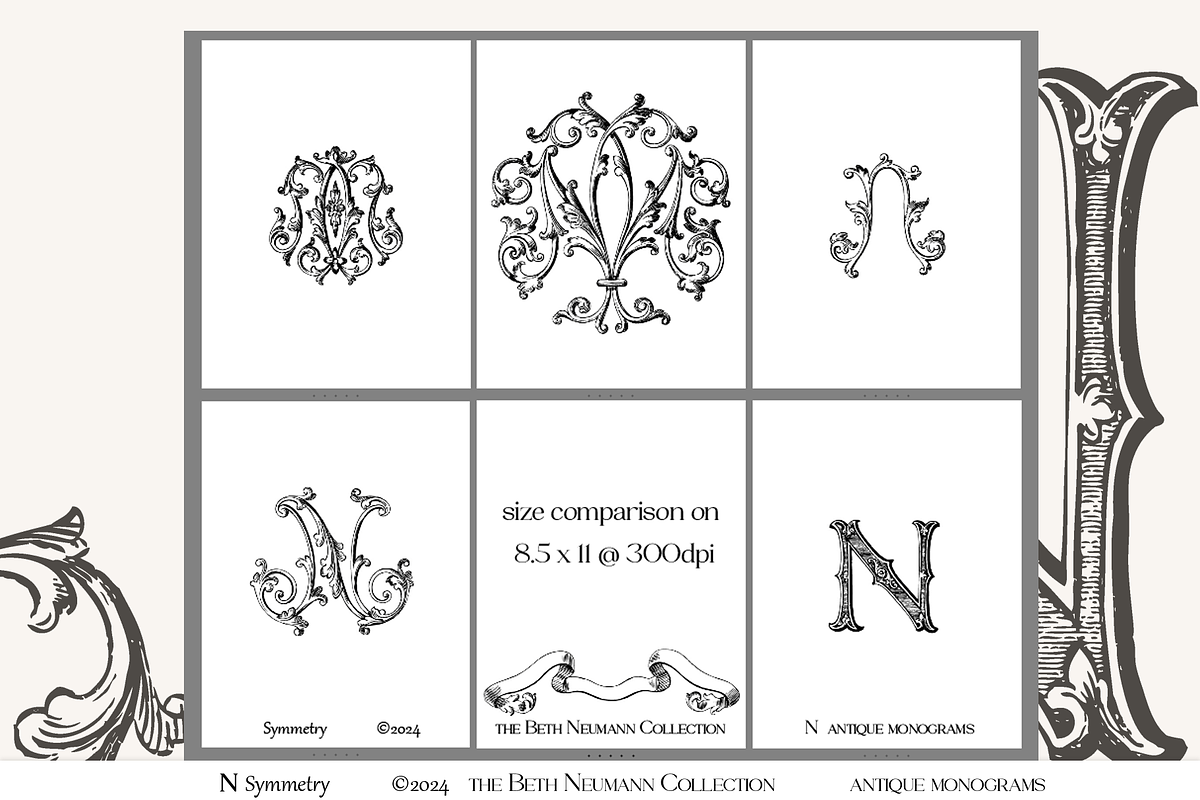 Antique Vintage Monogram Initial N, an Object Graphic by Antique Monograms (Photo 3 of 4)