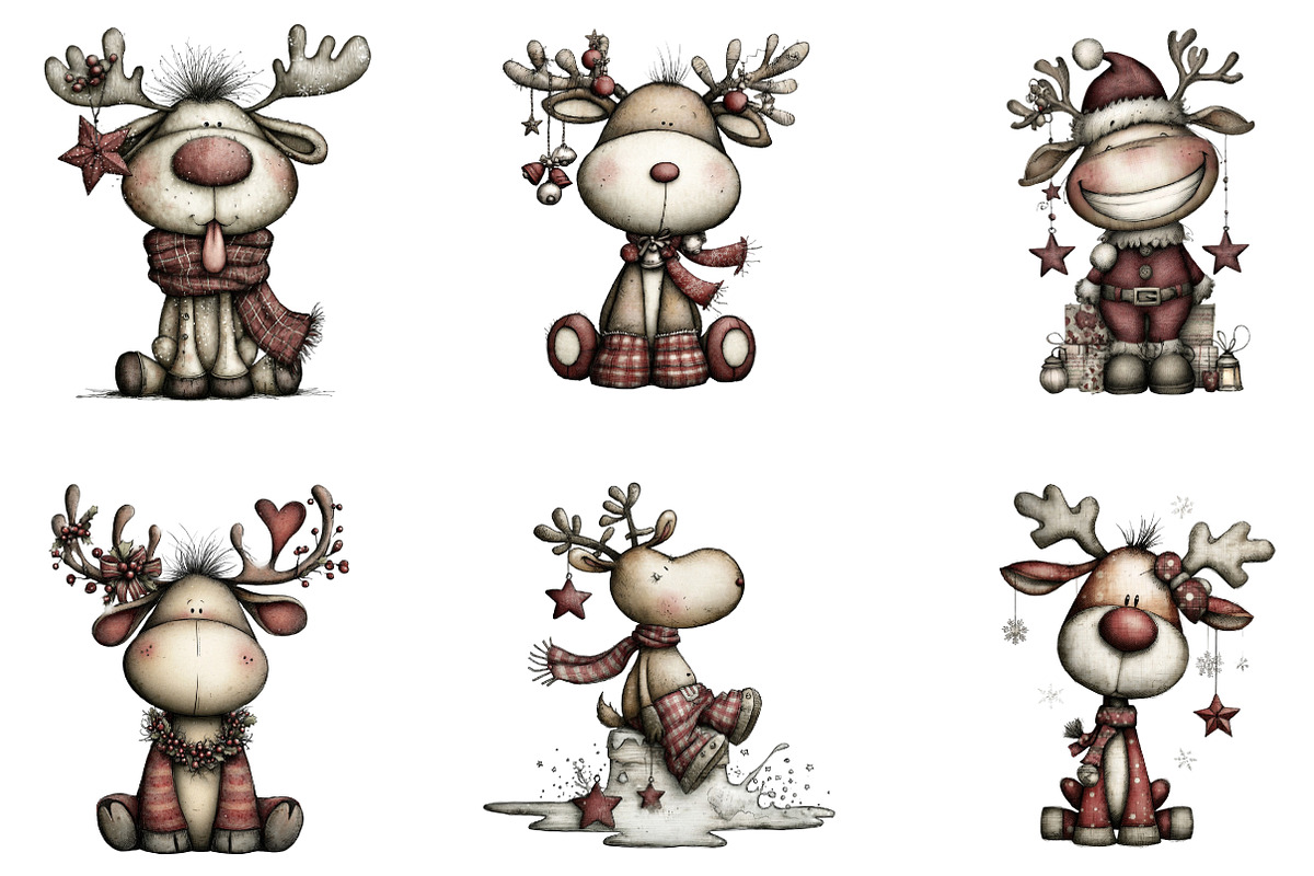 Funny Christmas Reindeer Clipart, an Illustration by designcity5 (Photo 3 of 5)