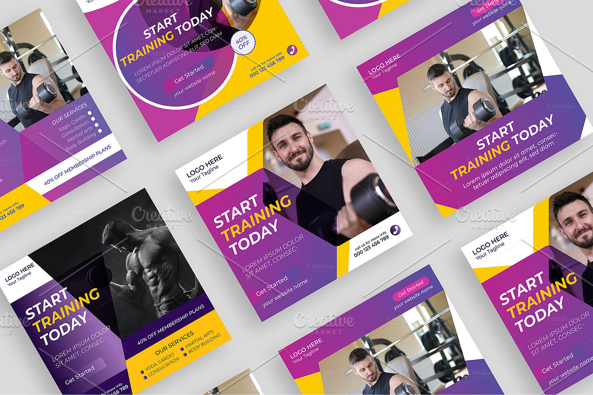 Fitness Social Media Post Template, a Social Media Template by mh_arif (Photo 1 of 4)