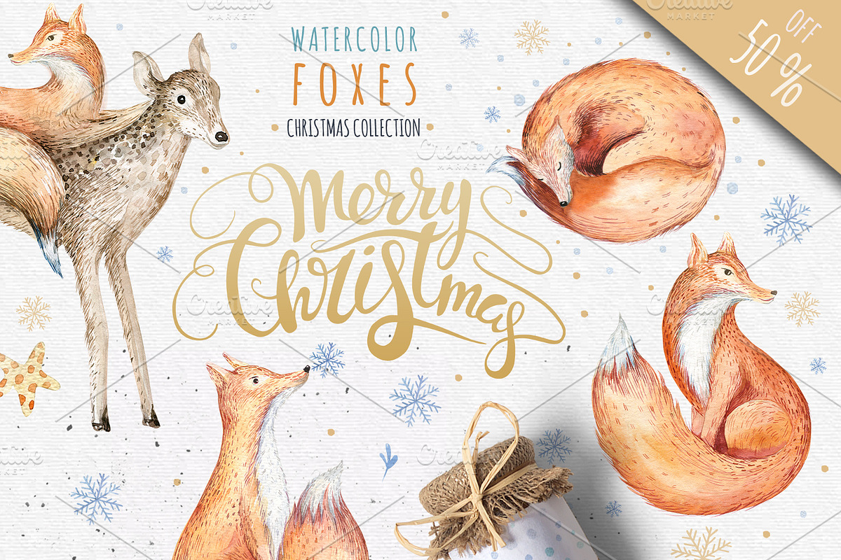 60%off Watercolour Christmas BUNDLE!, a Decorative Illustration by Peace ART (Photo 3 of 7)