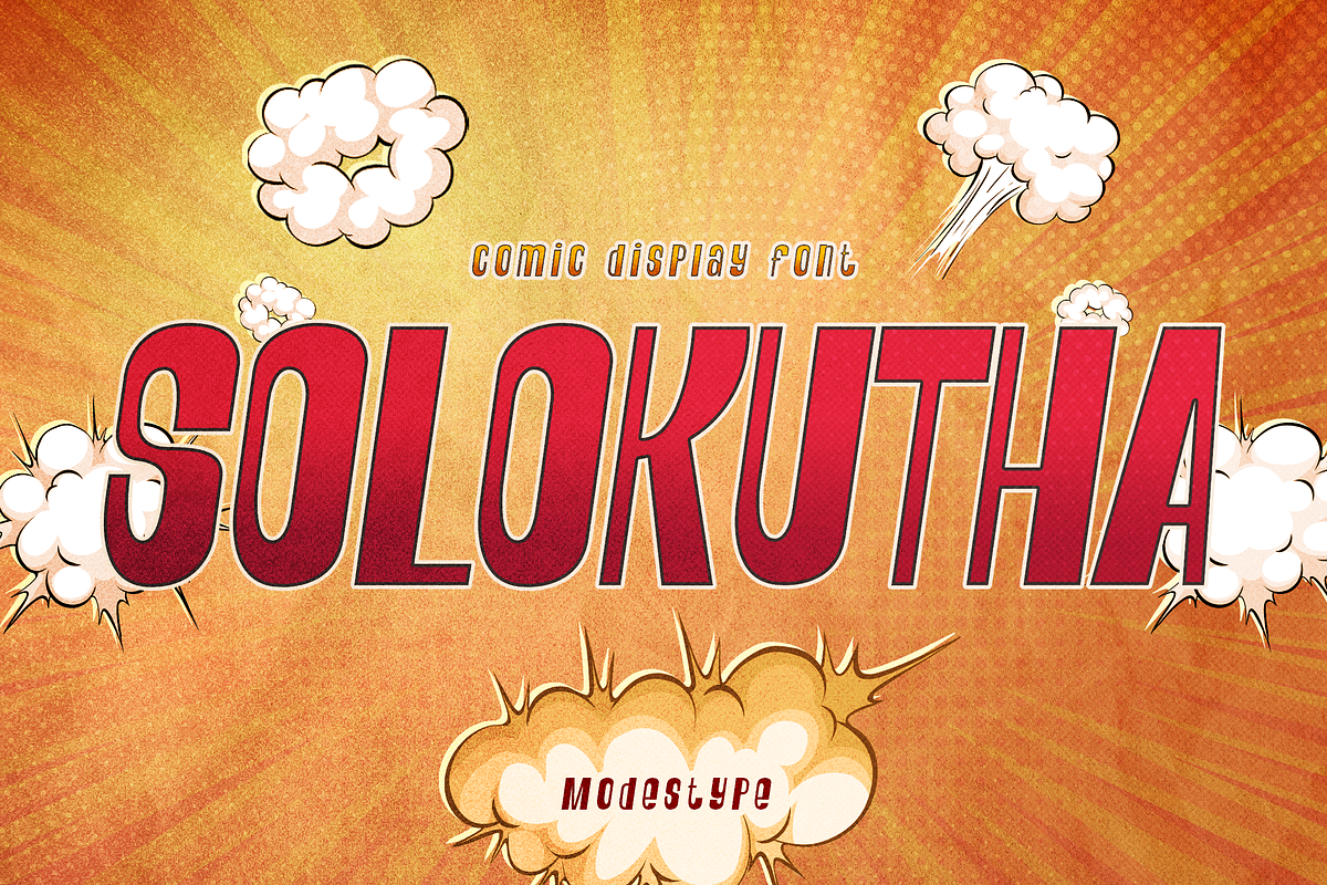 SOLOKUTHA - Cool Comic Font, a Sans Serif Font by Modestype Studio (Photo 1 of 11)