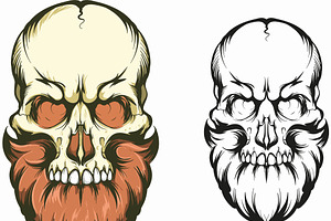 Bearded Skull Barbershop Vector