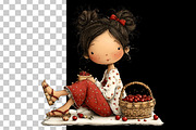 Cherry Girl Watercolor Clipart, a Person Illustration by Nicolle's Colorful Art (Thumbnail 7 of 10)