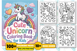 Cute Unicorn Coloring Book for Kids, an Animal Illustration by Design Station